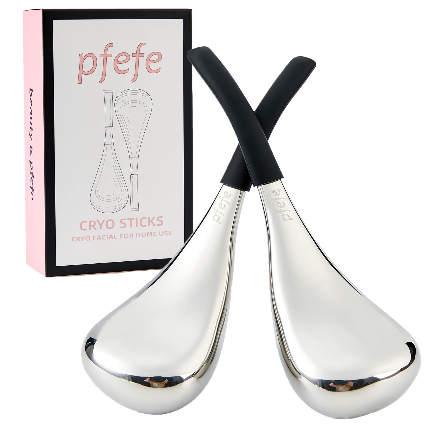 Stainless Steel Ice Globes for Facial Care - Professional Cryo Sticks for Women, Cooling Spa Globes with Storage Case