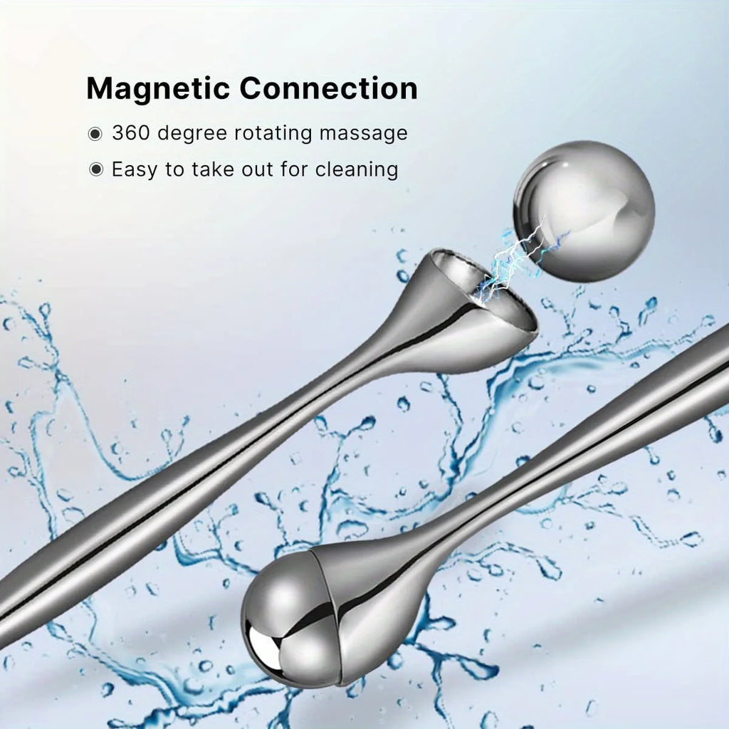 Stainless Steel Eye Massager and Face Rollers for Skin Revitalization, Puffiness Reduction, and Daily Facial Care