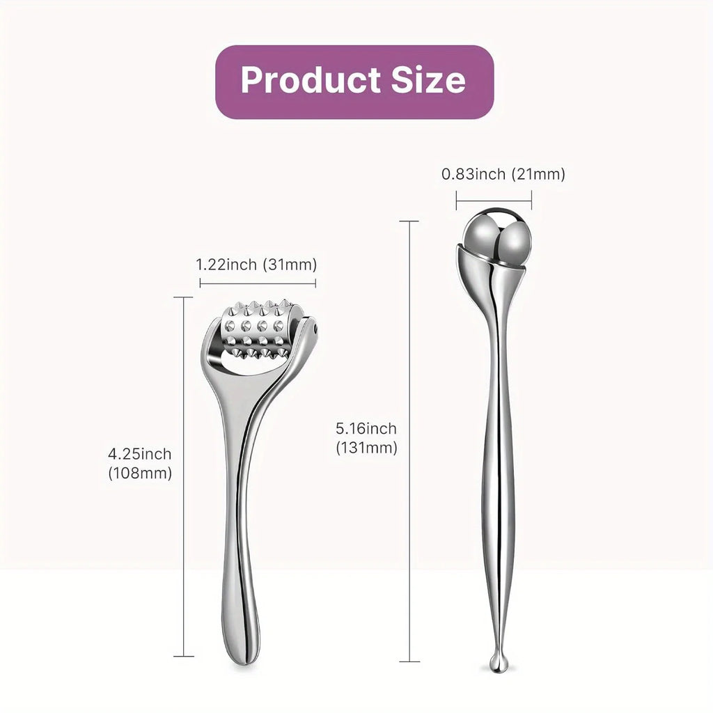 Stainless Steel Eye Massager and Face Rollers for Skin Revitalization, Puffiness Reduction, and Daily Facial Care