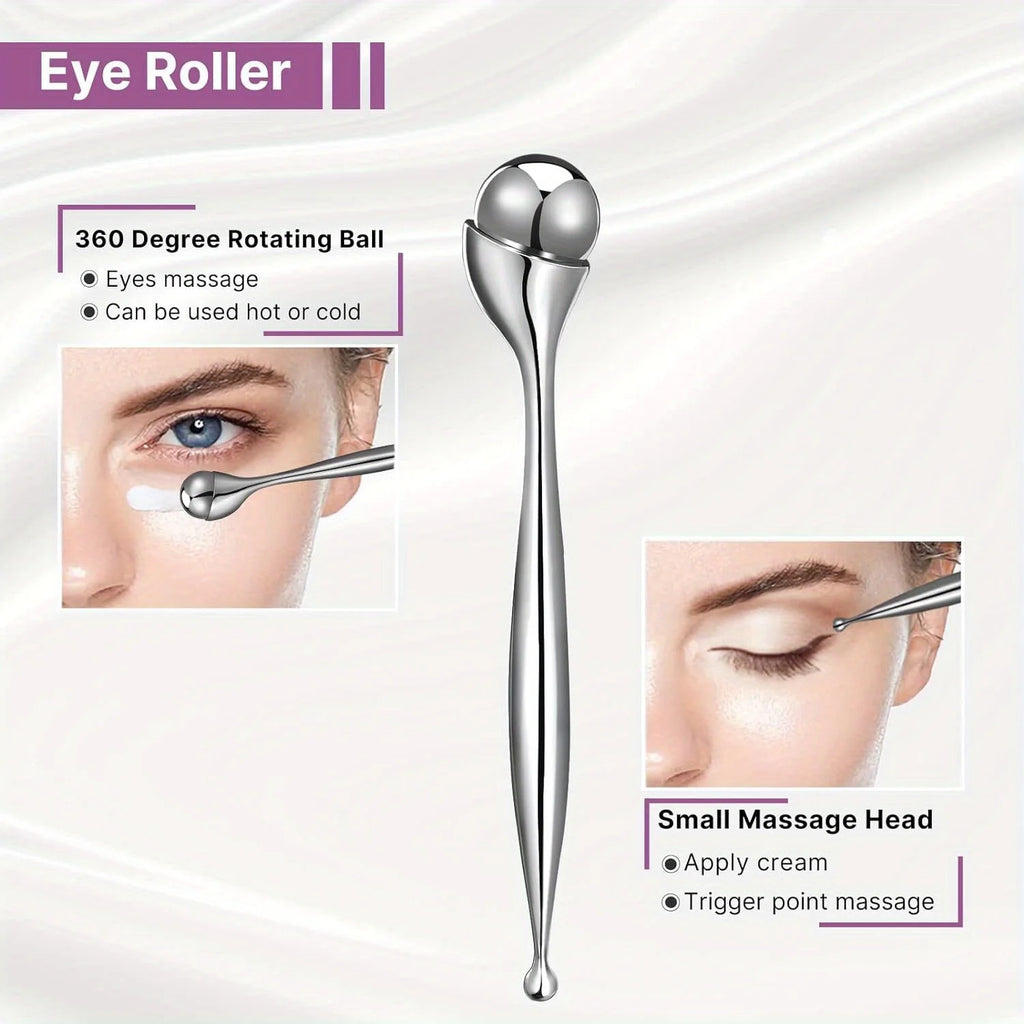 Stainless Steel Eye Massager and Face Rollers for Skin Revitalization, Puffiness Reduction, and Daily Facial Care