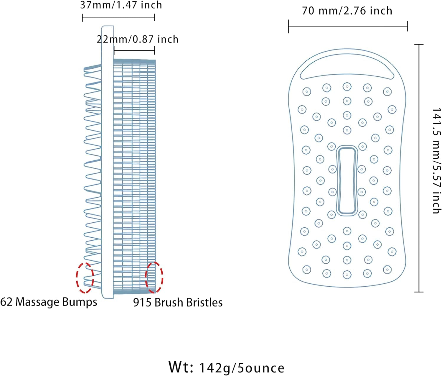 2-Piece Silicone Body Scrubber Set - Dual-Function Exfoliating Shower Scrubber and Scalp Massager for Sensitive Skin - Easy to Clean, Excellent Lathering (Grey & Black)
