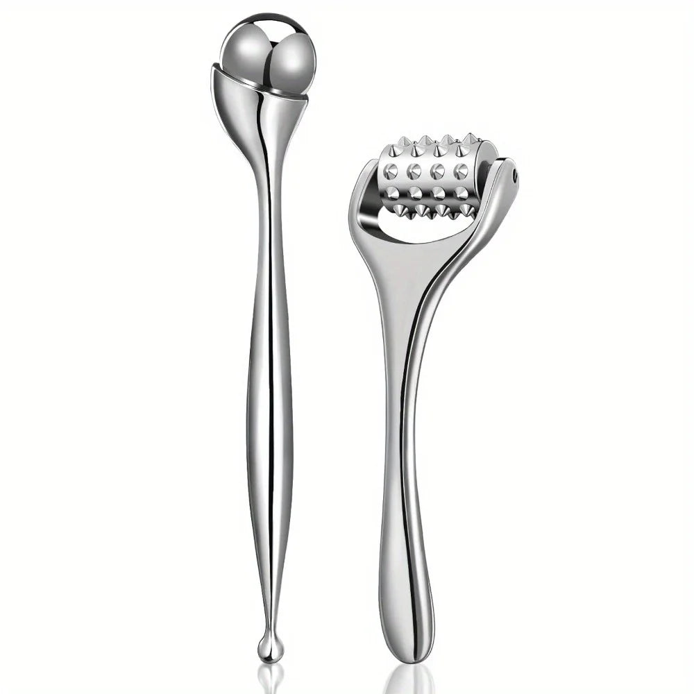 Stainless Steel Eye Massager and Face Rollers for Skin Revitalization, Puffiness Reduction, and Daily Facial Care